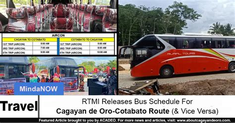 Rural Transit CDO to Cotabato Bus Schedule .